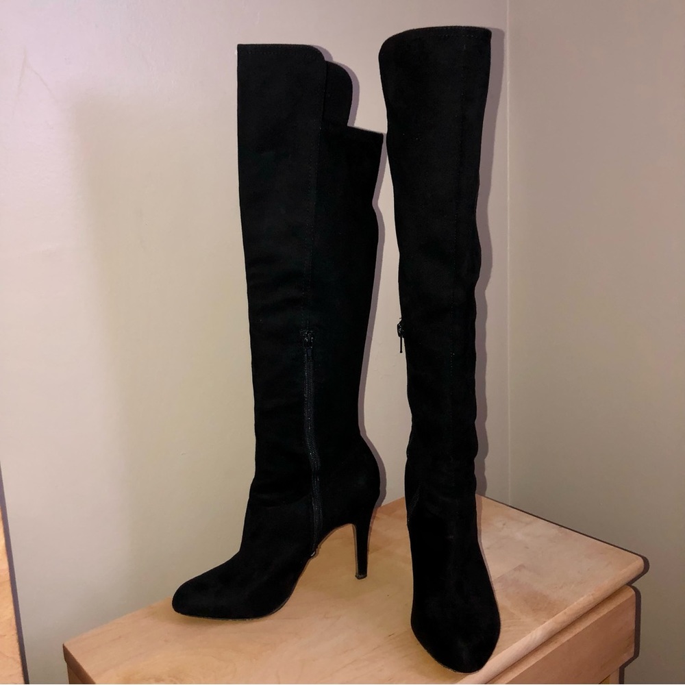 International Concepts Knee-high Suede Stiletto Round Toe Boots